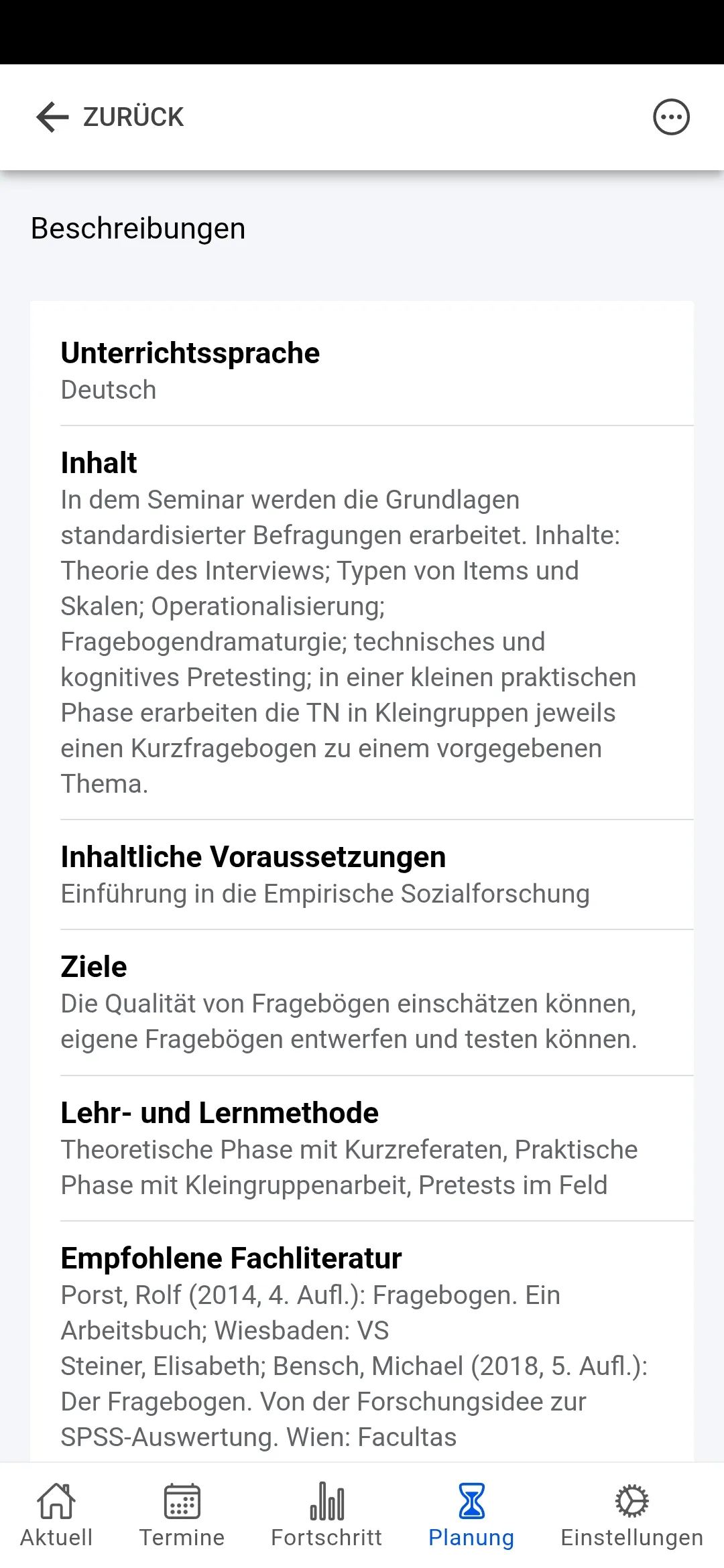 Lehrveranstaltungsdetails – Kursbeschreibung