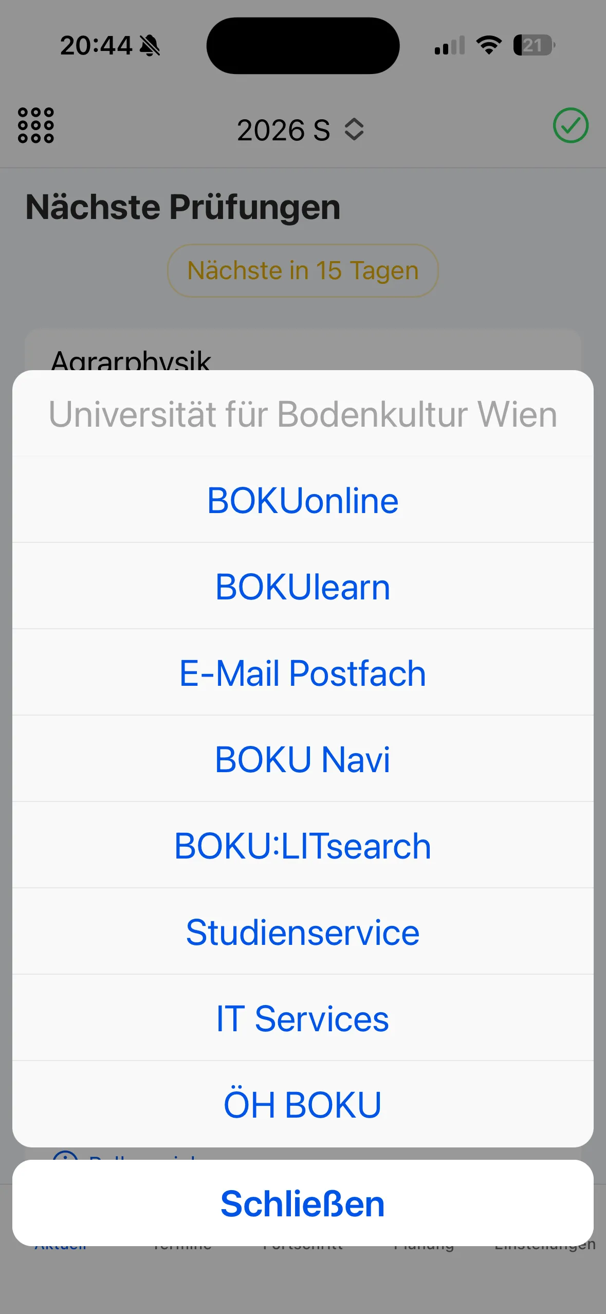 Startseite – Uni-Schnellzugriffe
